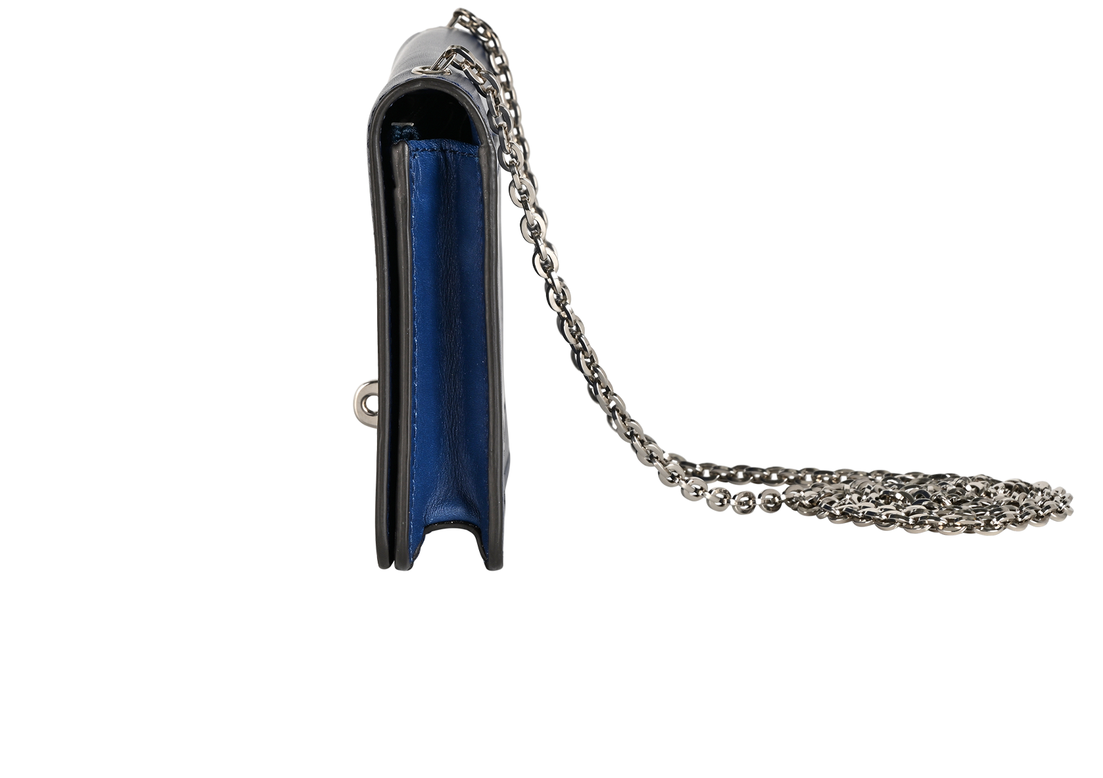 Bayswater Wallet On Chain, &pound;295, Handbags, Blue, Leather, Bottom view